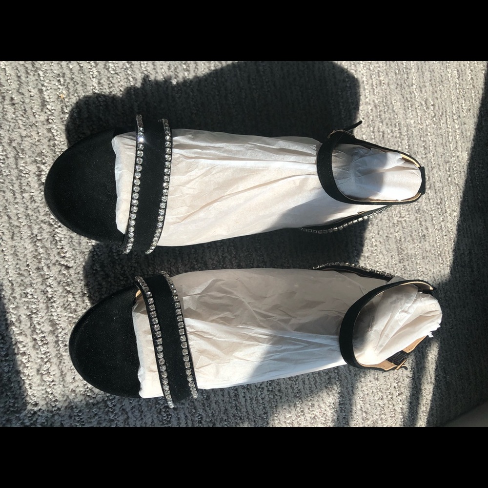 Pashion Footware coal crystal sandal with 3” block heel